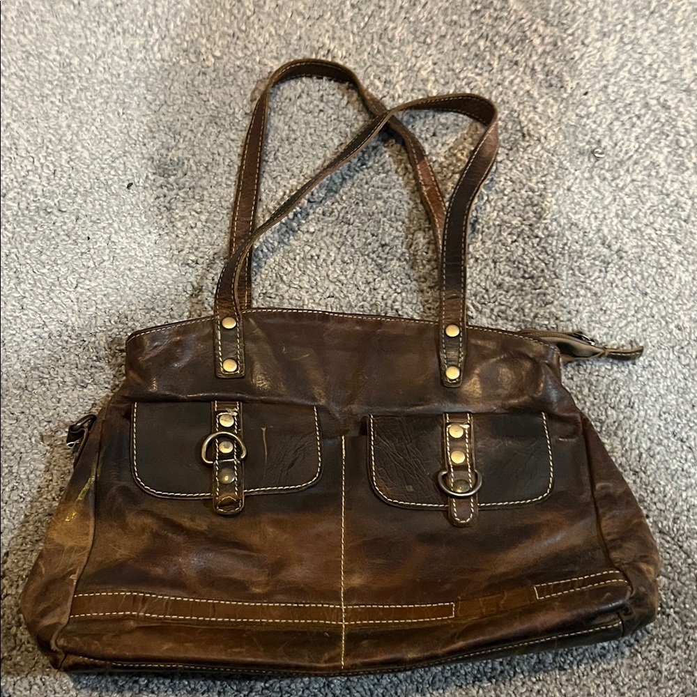 Elegant Brown Leather Tote Bag